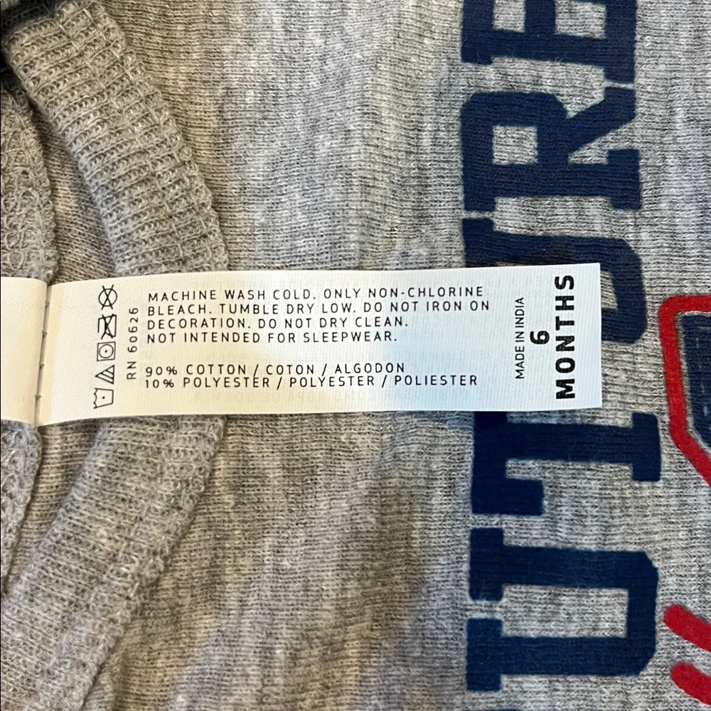 NWT Rabbit Skins NE Patriots Future Draft Pick Grey Onsie Size 6 Months